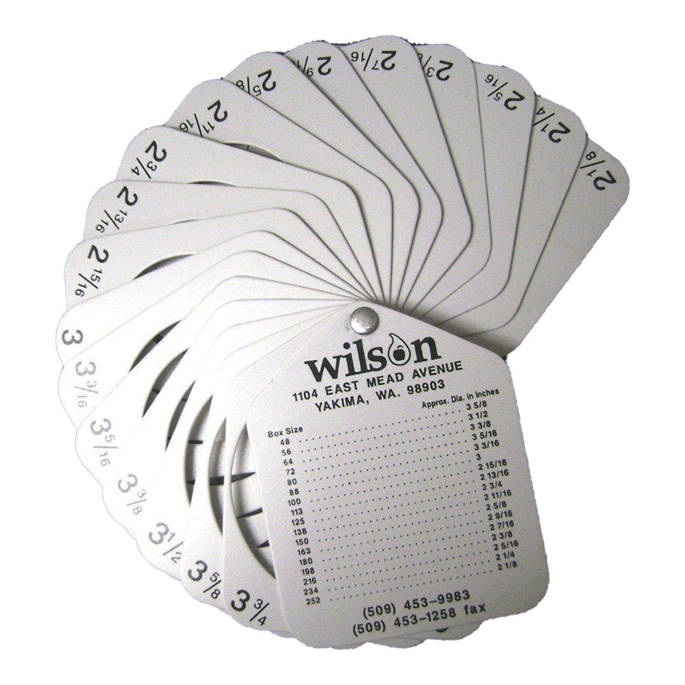 Fruit Sizing Cards