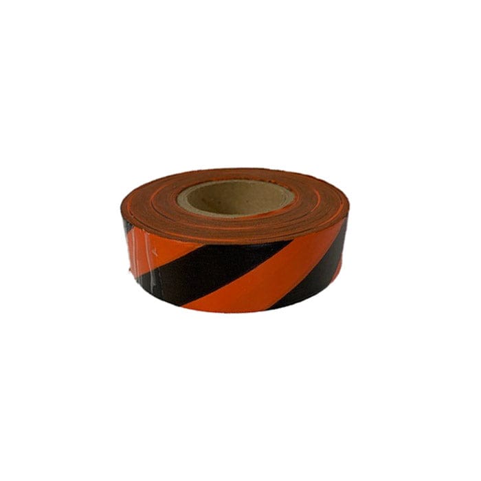 Orchard Valley Supply Flag Tape - Tie Off Tape Orange w/ Black Stripes / Individual - 1 Total Roll