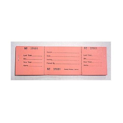 Prompt Printery Harvest Supplies Orange 3 Tab Bin Ticket - 25 per pack