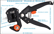 Orchard Valley Supply Zenport ZJ67 2-in-1 Grafting Tool, Omega Blade for Cutting Root Stock and Pruner Blade