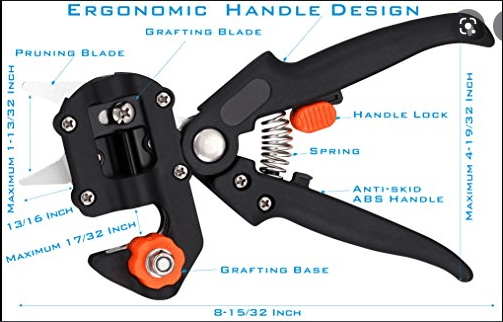 Orchard Valley Supply Zenport ZJ67 2-in-1 Grafting Tool, Omega Blade for Cutting Root Stock and Pruner Blade